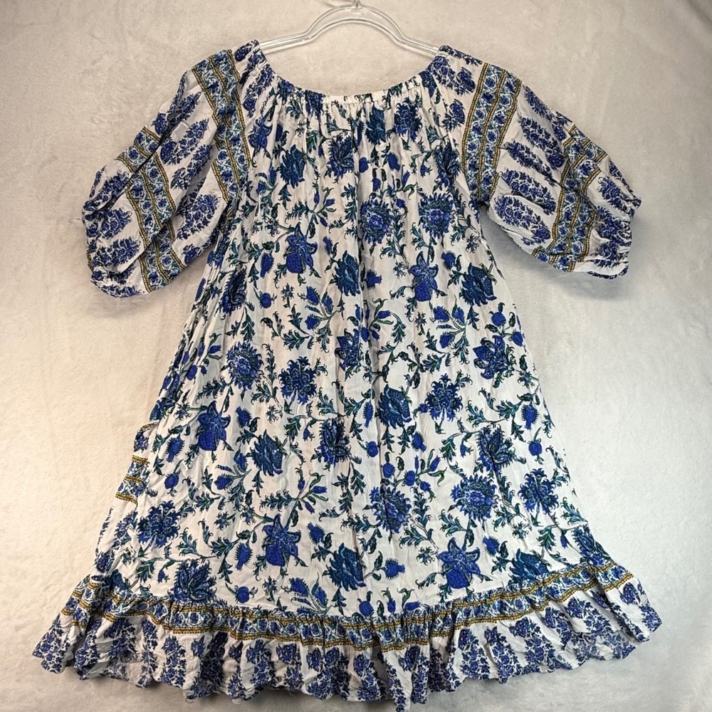 Artelier Nicole Miller Dress Floral Print Ruffle Hem Boho Peasant Medium - Picture 8 of 9